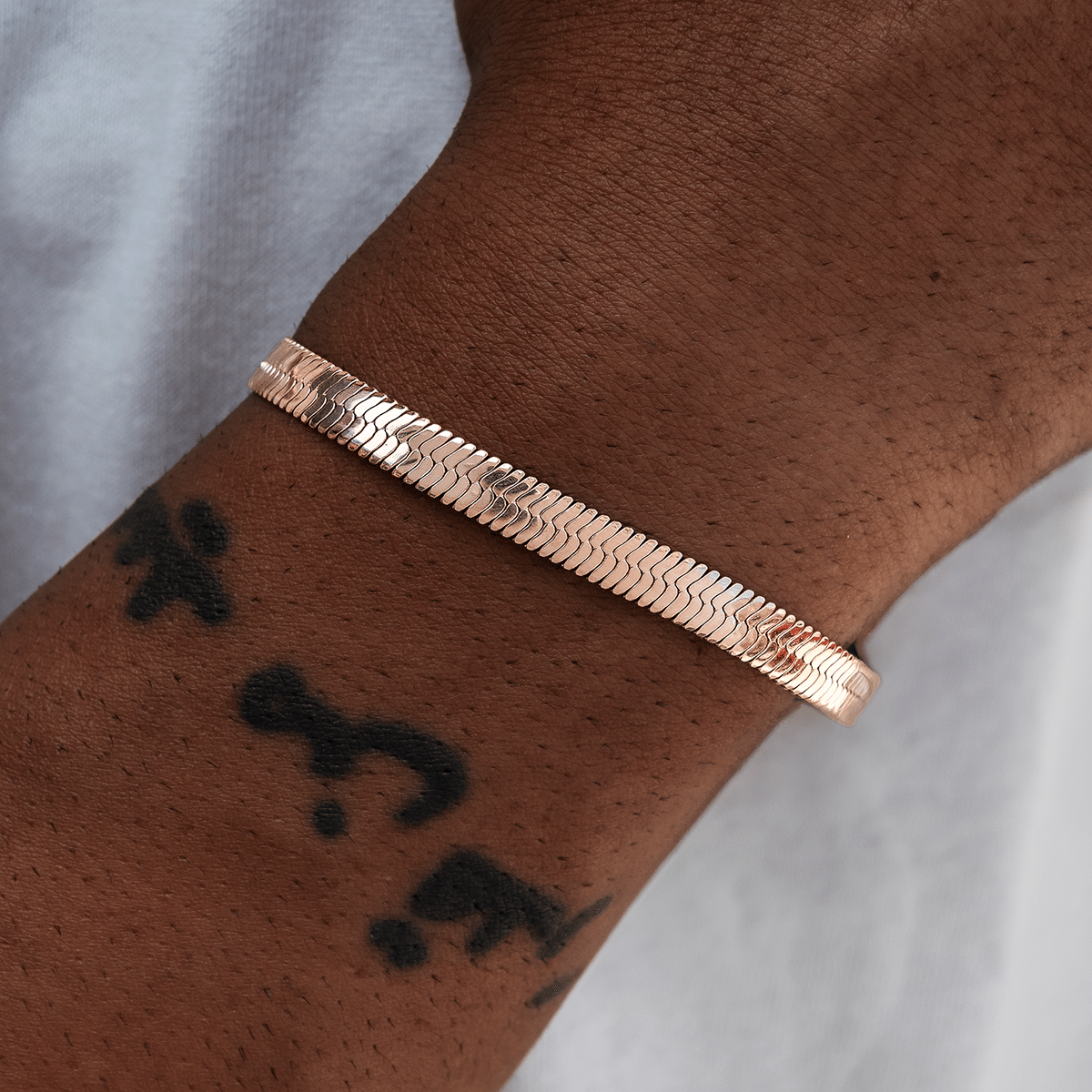 GLD PROMO Herringbone Bracelet in Rose Gold - 6mm