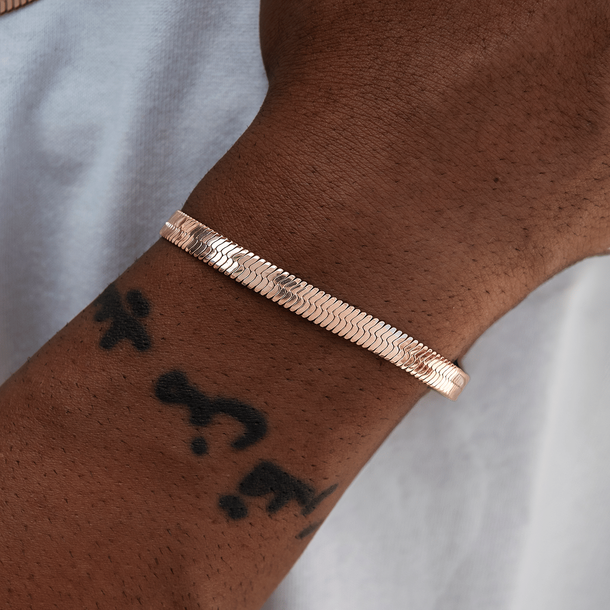 GLD PROMO Herringbone Bracelet in Rose Gold - 8mm