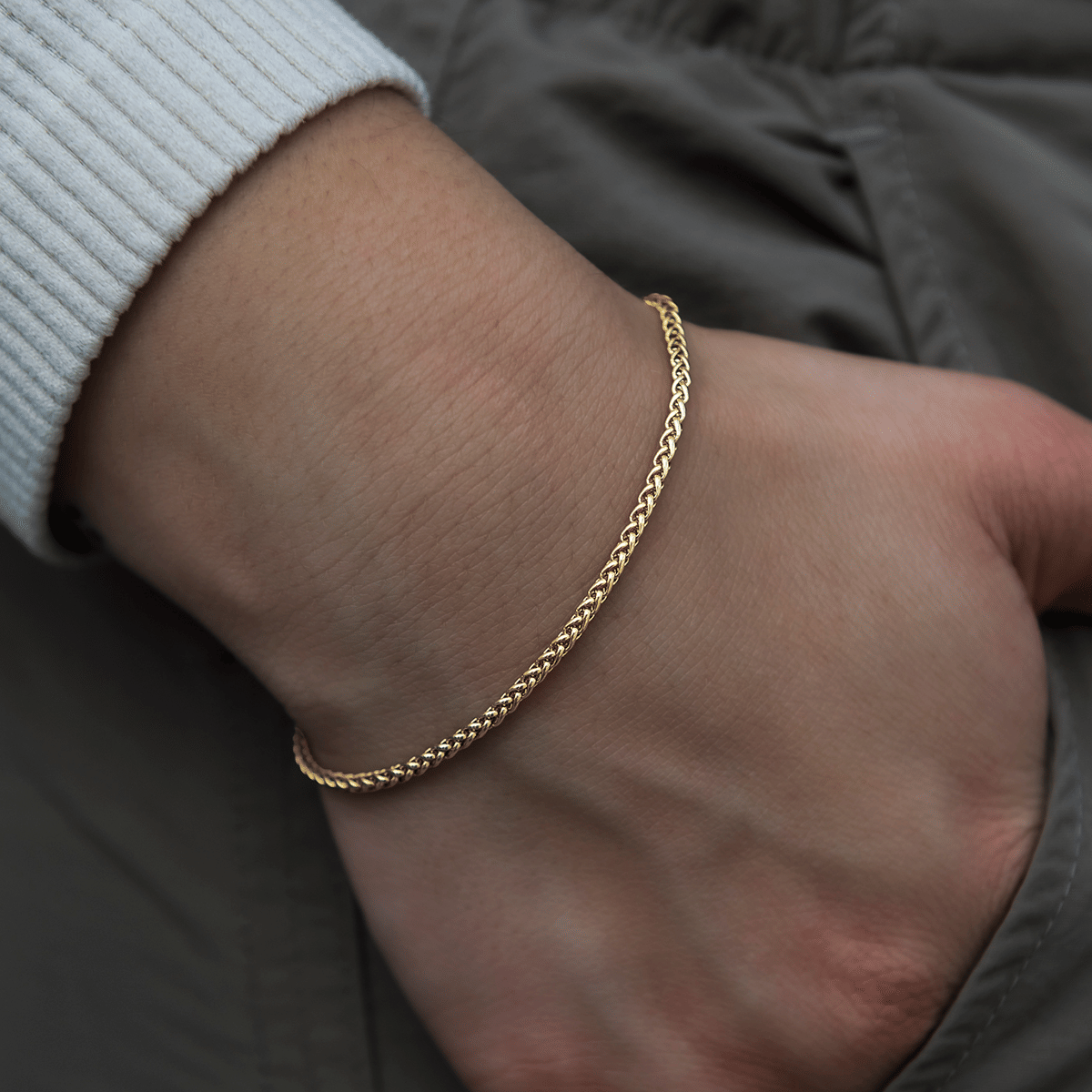 GLD PROMO - WOMEN Palm Chain Bracelet in Yellow Gold- 2mm