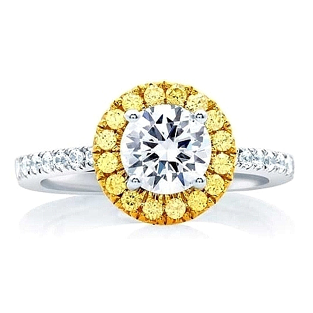 A.Jaffe Yellow & White Halo Diamond Engagement Ring