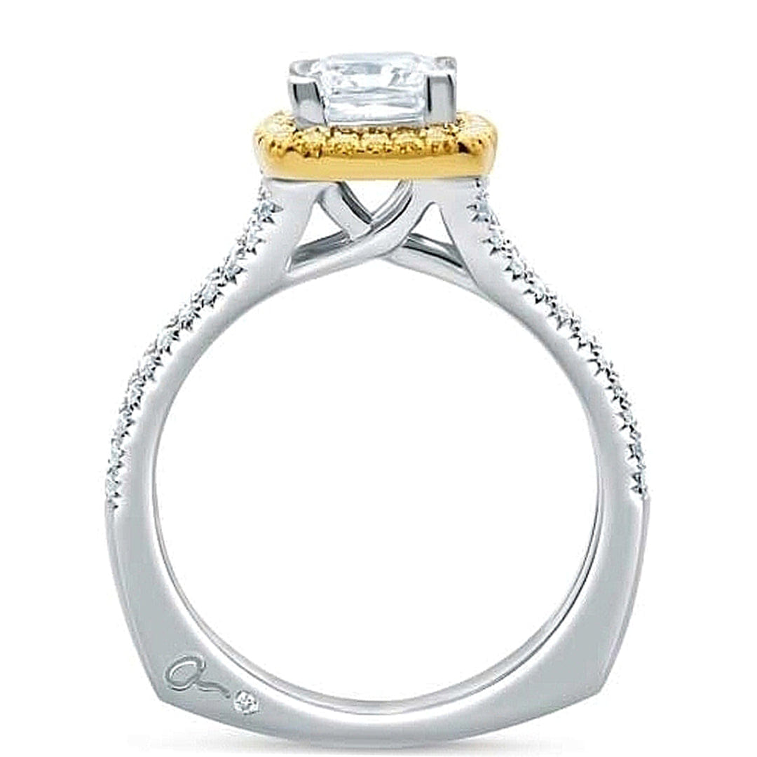 A.Jaffe Yellow & White Halo Diamond Engagement Ring