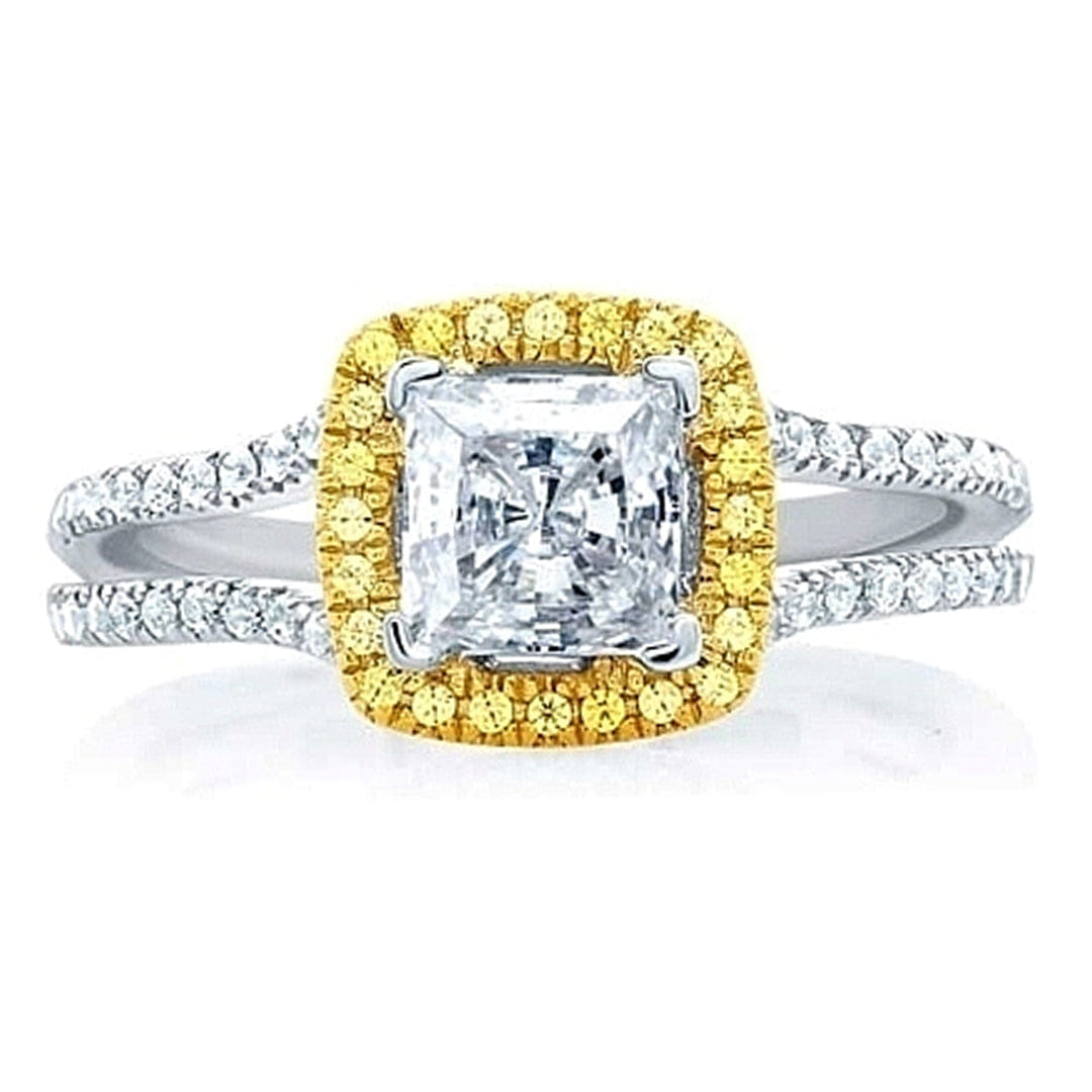 A.Jaffe Split Shank Yellow Diamond Engagement Ring