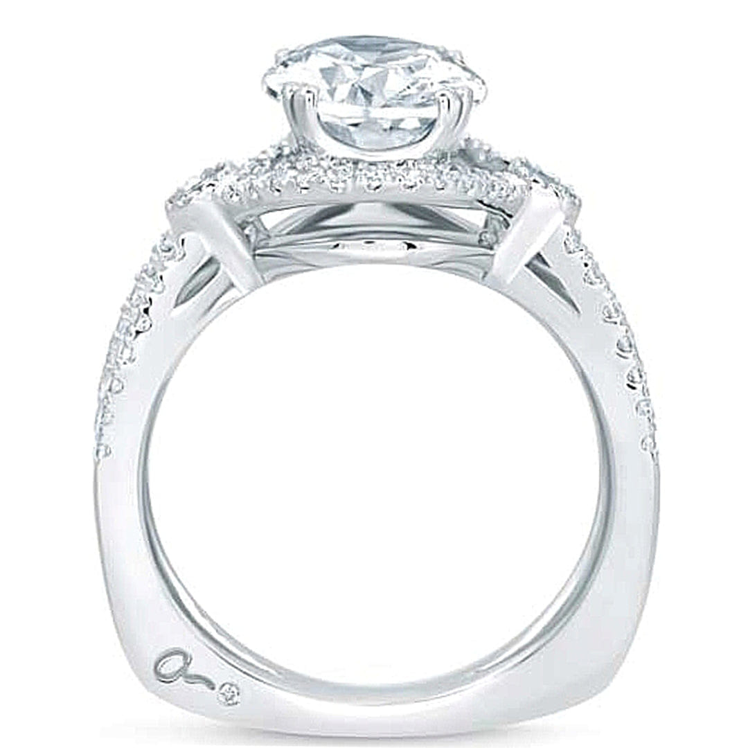 A.Jaffe Split Shank Halo Diamond Engagement Ring