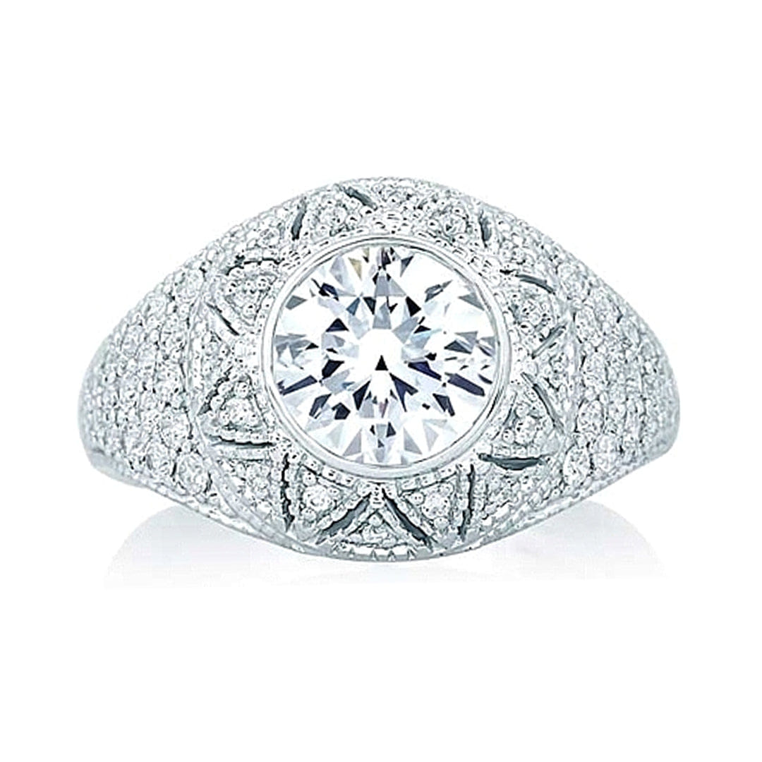 A.Jaffe Vintage Inspired Pave Diamond Engagement Ring