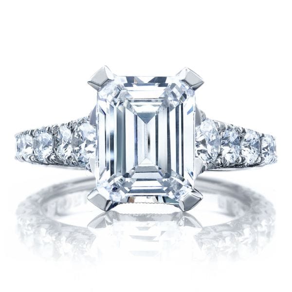 Tacori RoyalT Graduated Prong Set Emerald Cut Diamond Engagement Ring