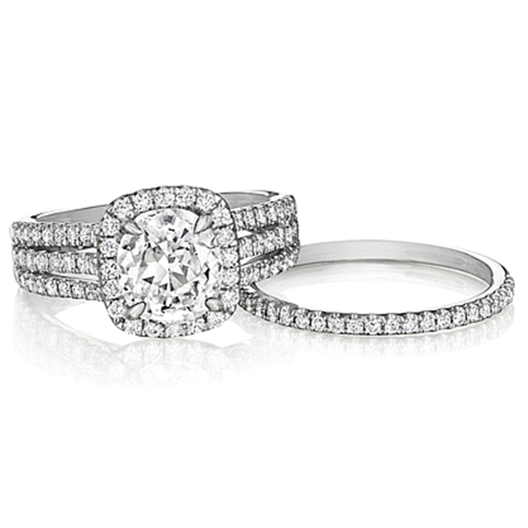 Henri Daussi Triple Row Diamond Engagement Ring