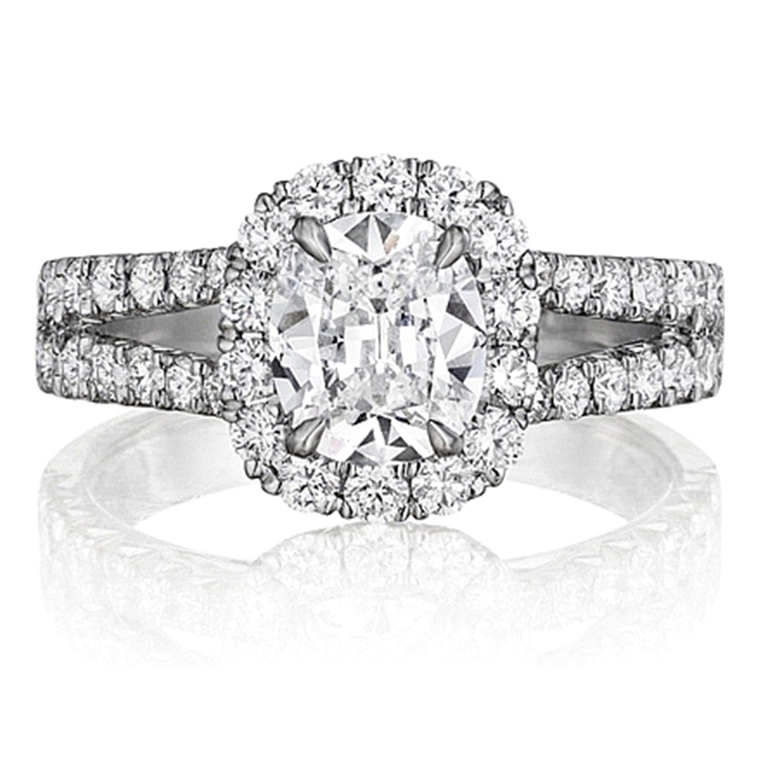 Henri Daussi Double Row Diamond Engagement Ring