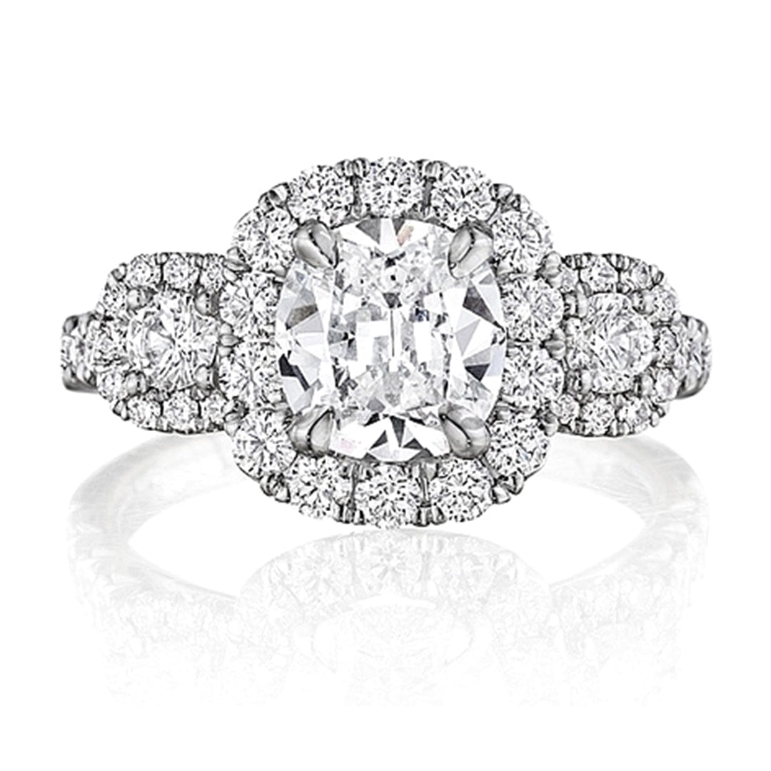 Henri Daussi Three Stone Diamond Engagement Ring