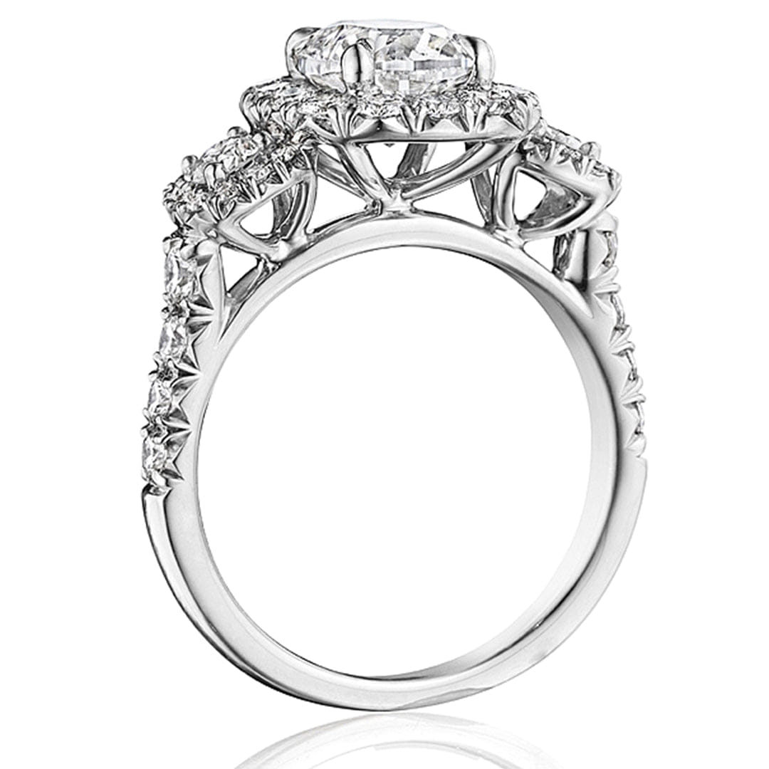 Henri Daussi Three Stone Diamond Engagement Ring