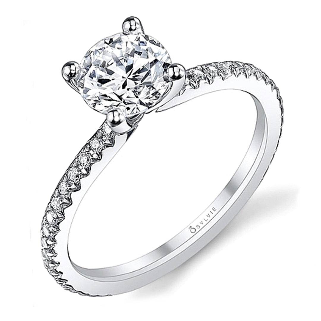 Sylvie Thin Pave Diamond Engagement Ring