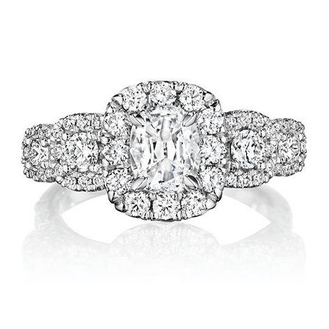 Henri Daussi Halo Diamond Engagement Ring
