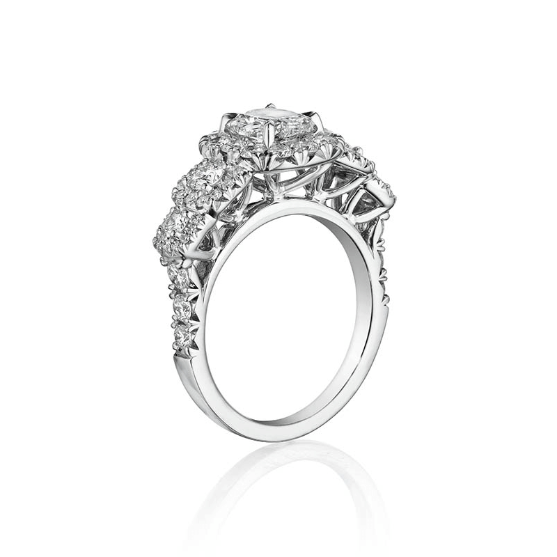 Henri Daussi Halo Diamond Engagement Ring