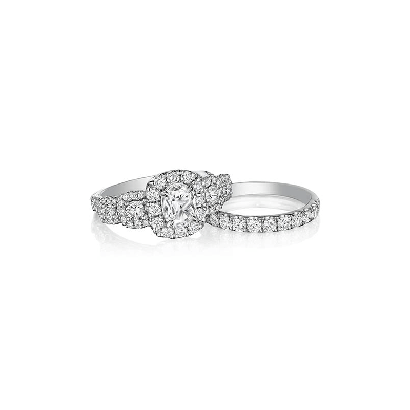 Henri Daussi Halo Diamond Engagement Ring