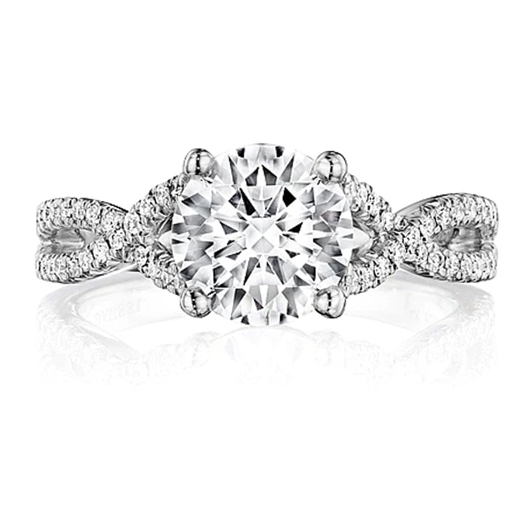 Henri Daussi Pave Twist Shank Diamond Engagement Ring