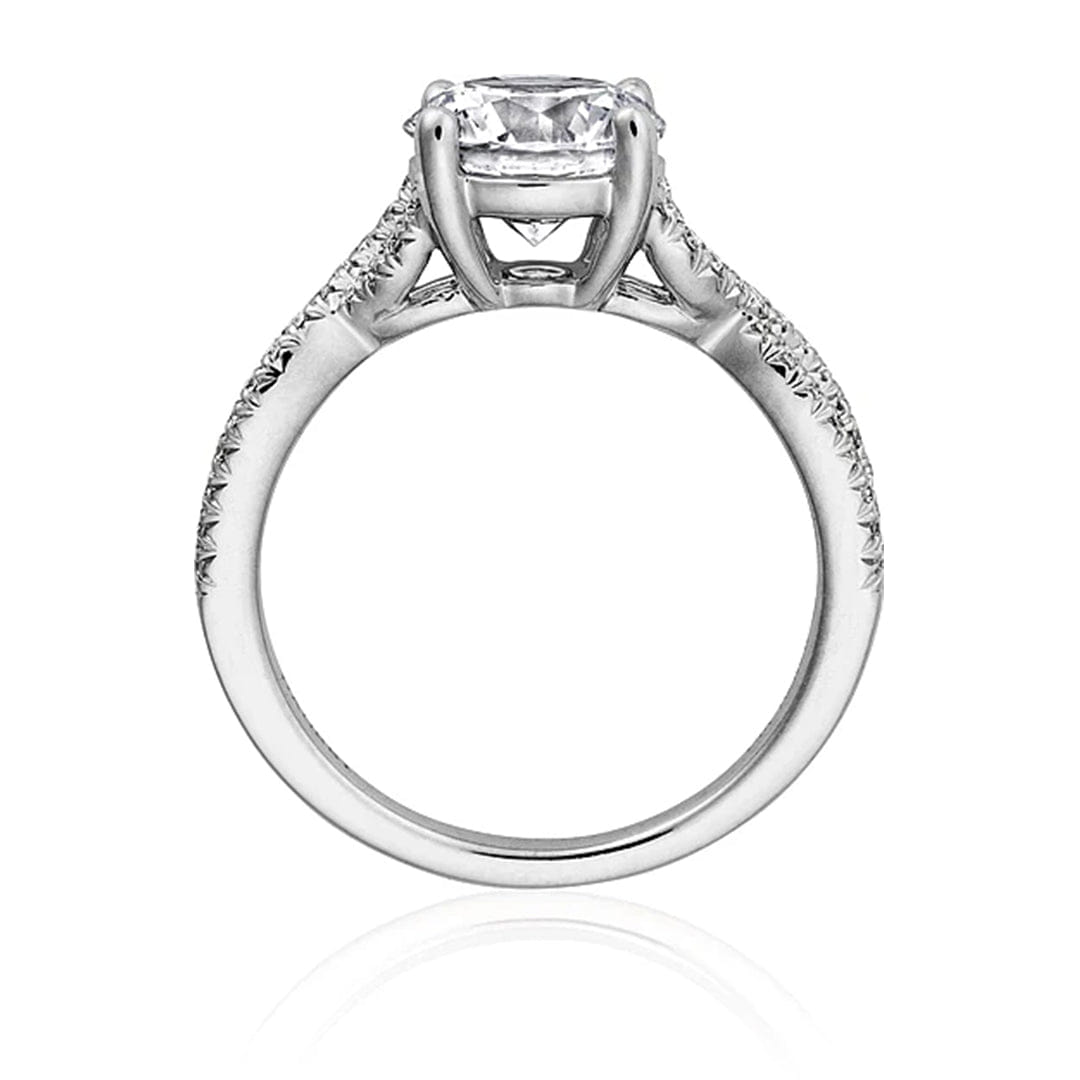 Henri Daussi Pave Twist Shank Diamond Engagement Ring
