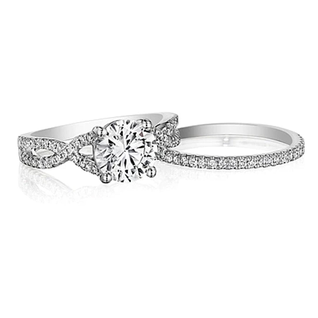 Henri Daussi Pave Twist Shank Diamond Engagement Ring