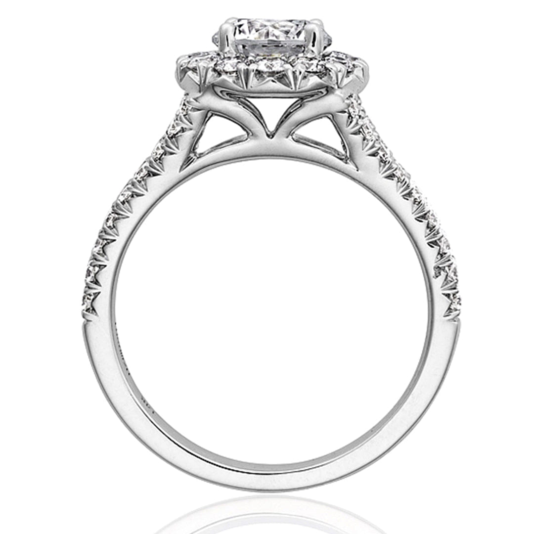 Henri Daussi Split Shank Halo Diamond Engagement Ring