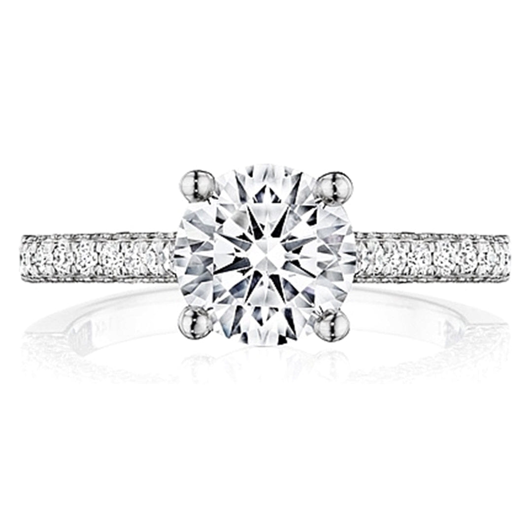 Henri Daussi Three Sided Pave Diamond Engagement Ring