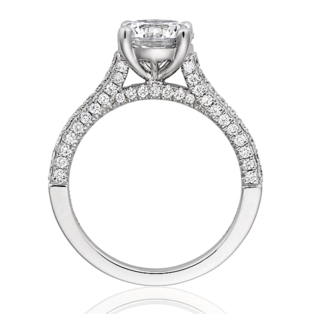 Henri Daussi Three Sided Pave Diamond Engagement Ring