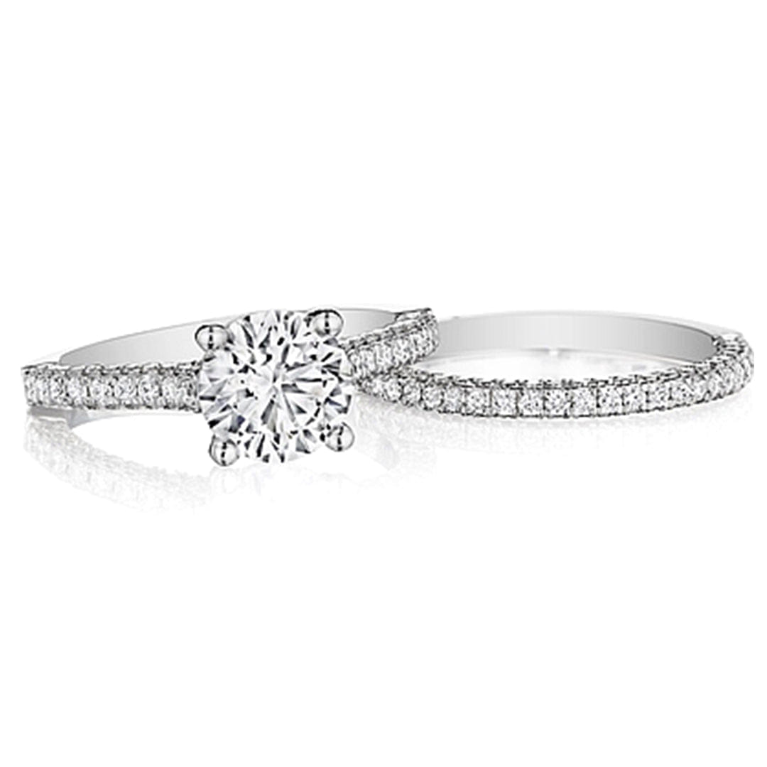 Henri Daussi Three Sided Pave Diamond Engagement Ring