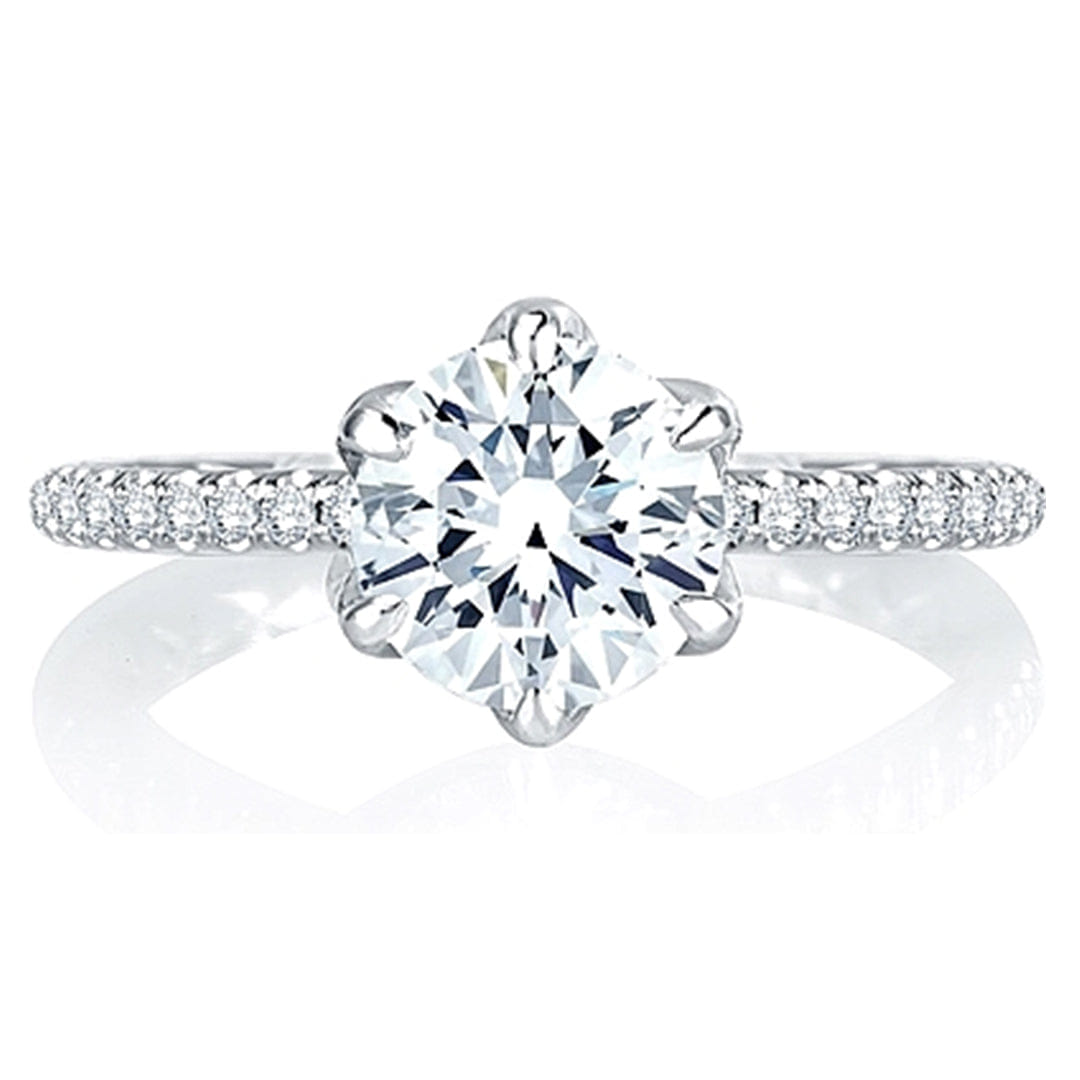 A.Jaffe 6-Prong Pave Diamond Engagement Ring