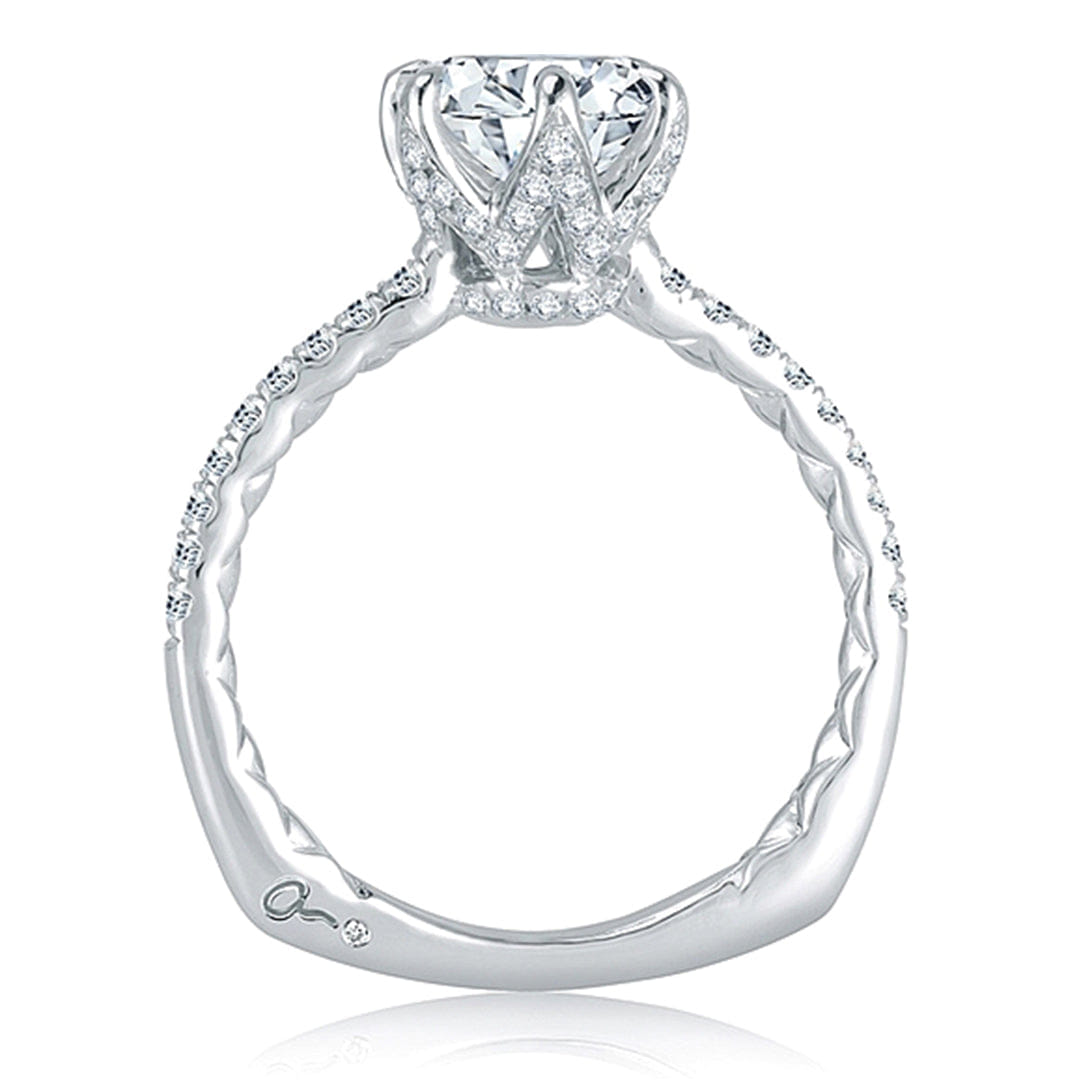 A.Jaffe 6-Prong Pave Diamond Engagement Ring