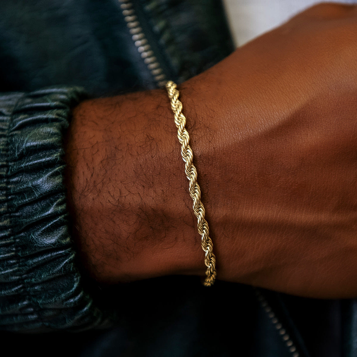GLD PROMO Adjustable Rope Chain Bracelet in Yellow Gold or White Gold - 4mm