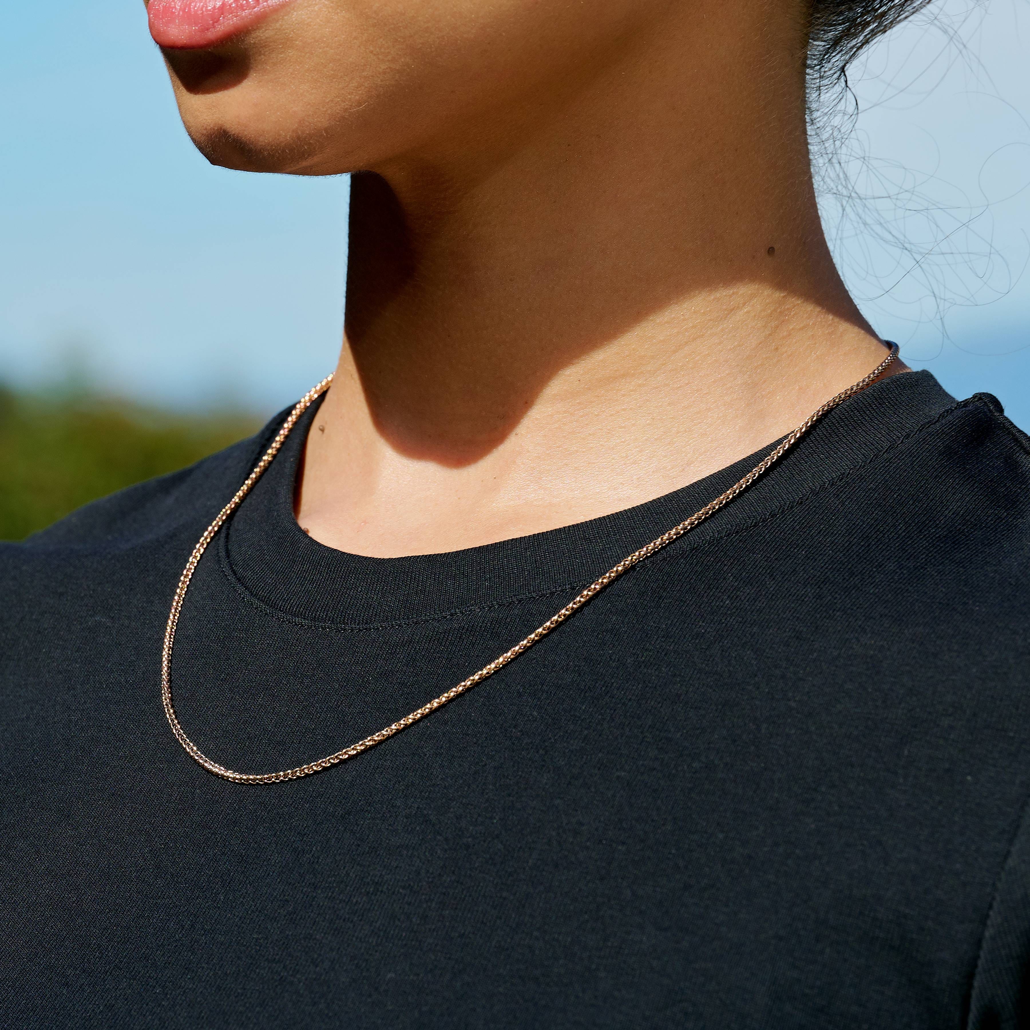 GLD Women Palm Chain Necklace in Rose Gold - 2mm