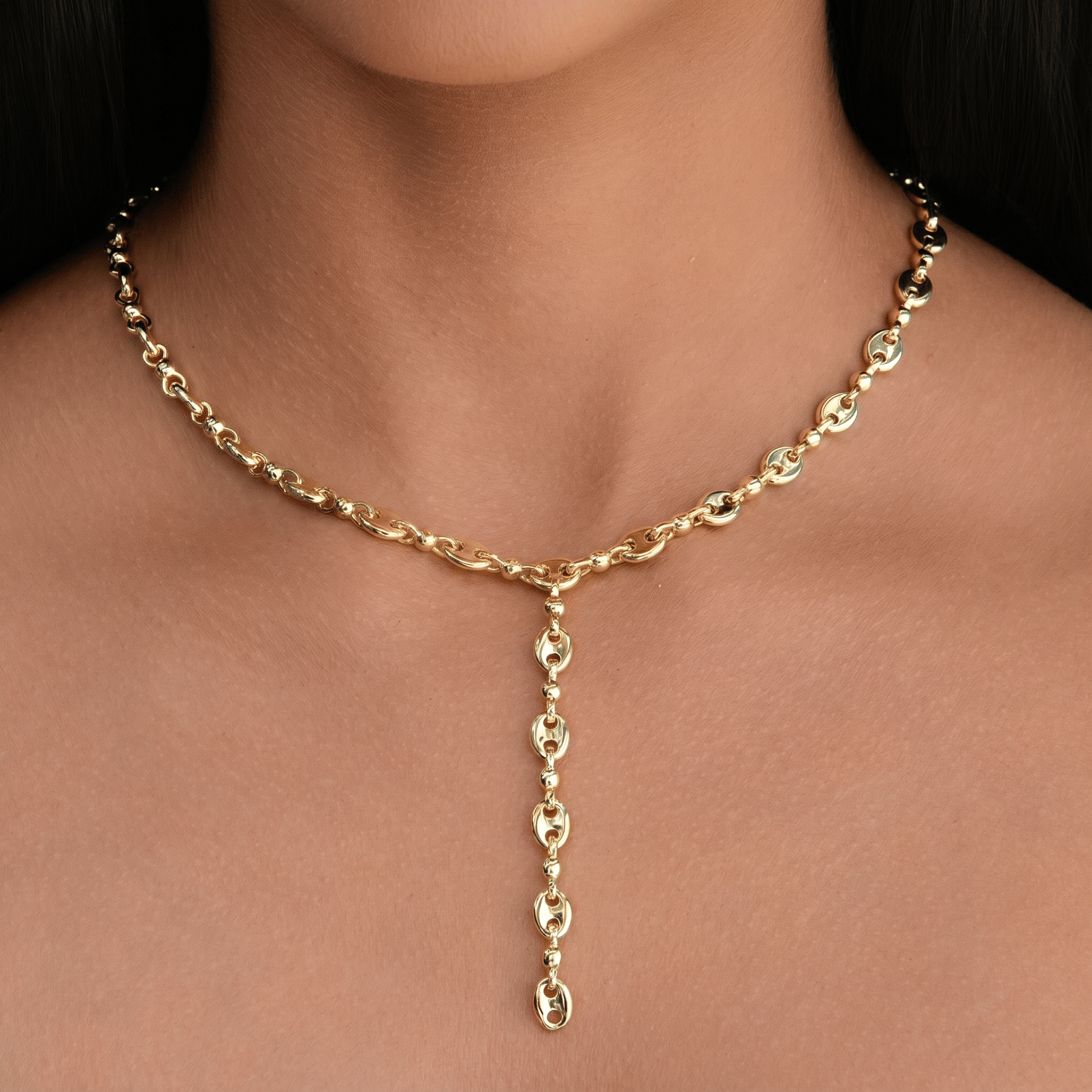 GLD Women Flat Valentina Lariat Necklace in Yellow Gold