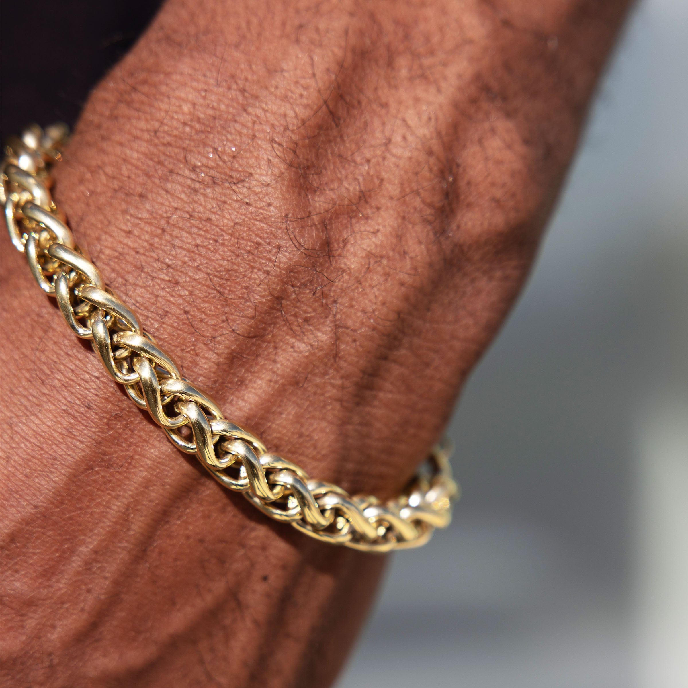 GLD Men Palm Chain Bracelet in Yellow Gold - 8mm