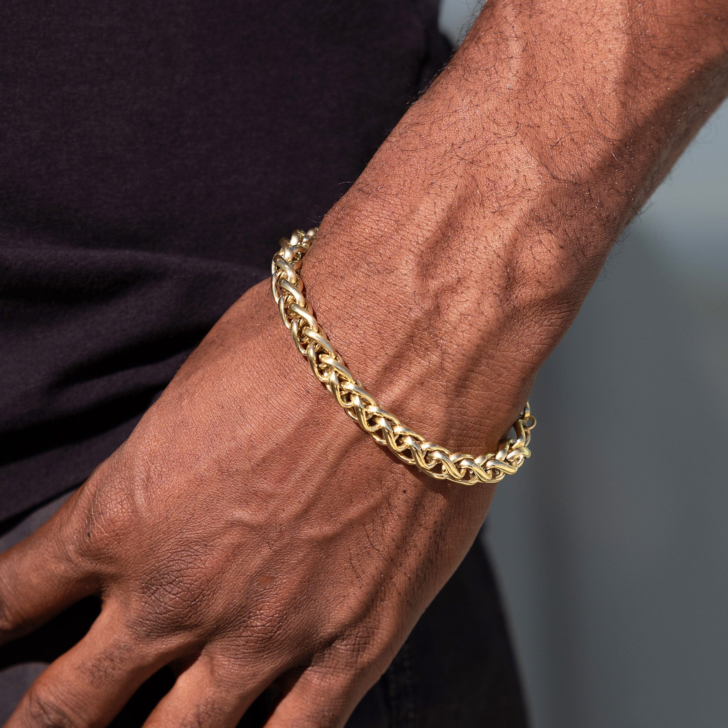 GLD Men Palm Chain Bracelet in Yellow Gold - 8mm