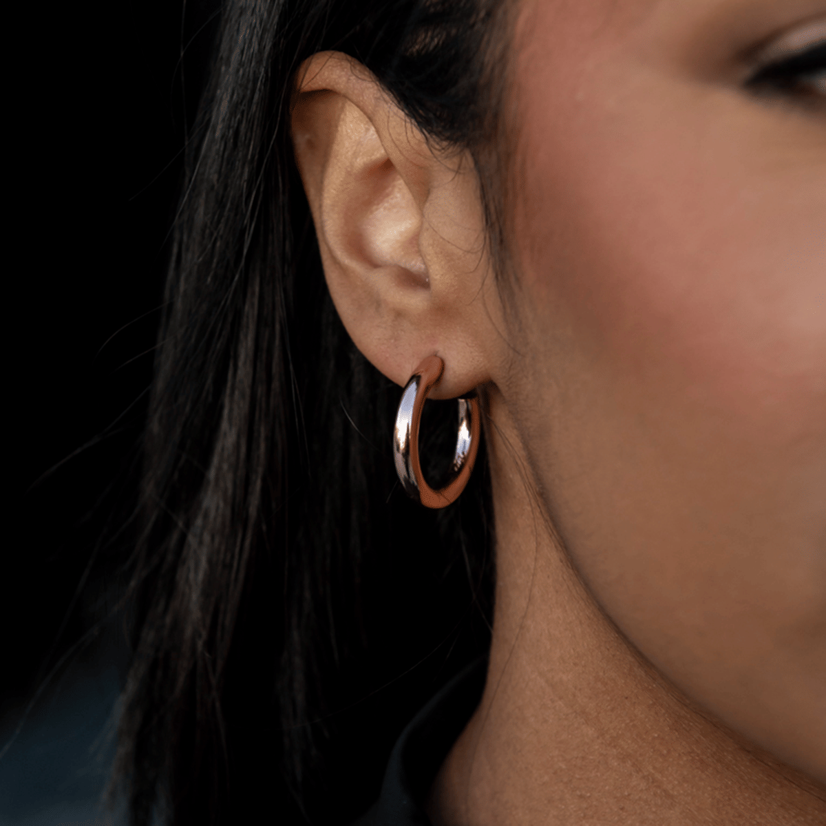 GLD Women Tube Hoop Earrings in Rose Gold