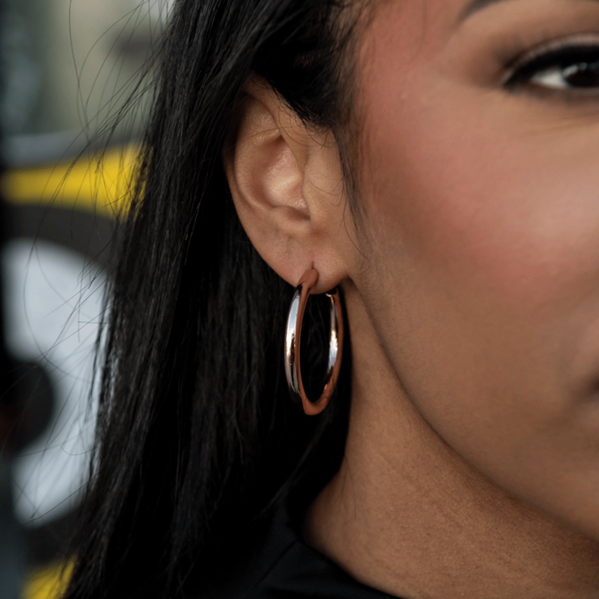GLD Women Tube Hoop Earrings in Rose Gold