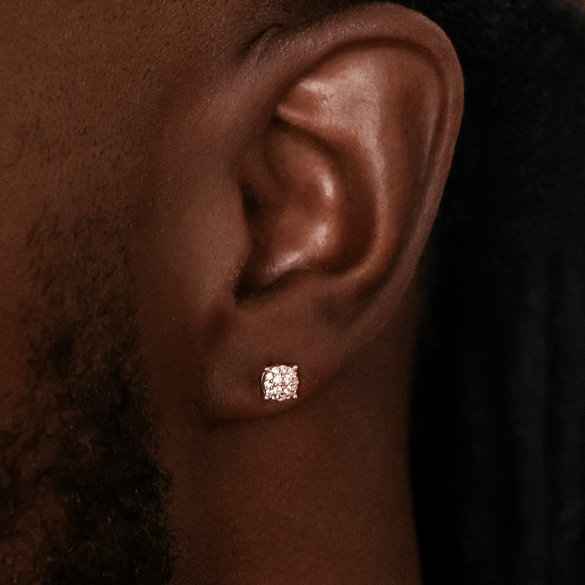 GLD Men 5mm Pave Round Earrings in Yellow Gold