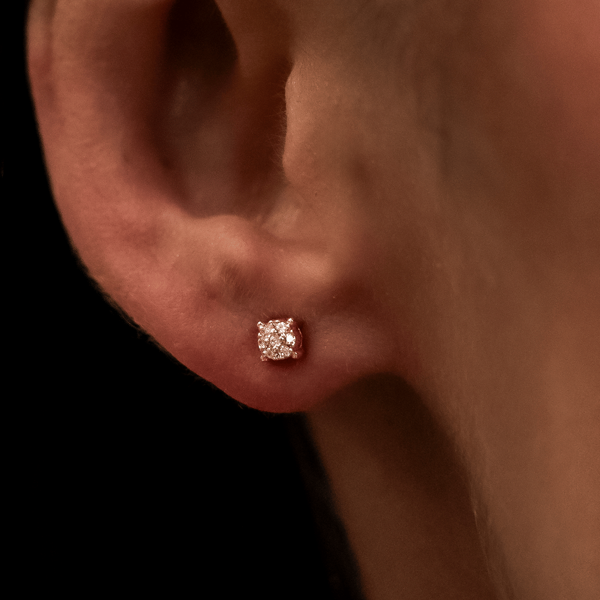 GLD Women 5mm Pave Round Earrings in Rose Gold