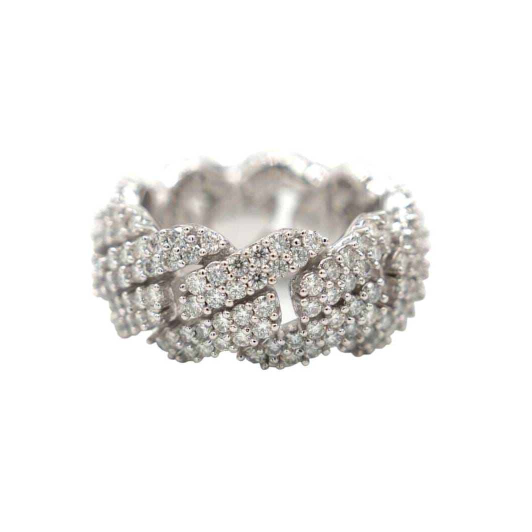 GLD Women Moissanite Diamond Prong Cuban Ring in Sterling Silver