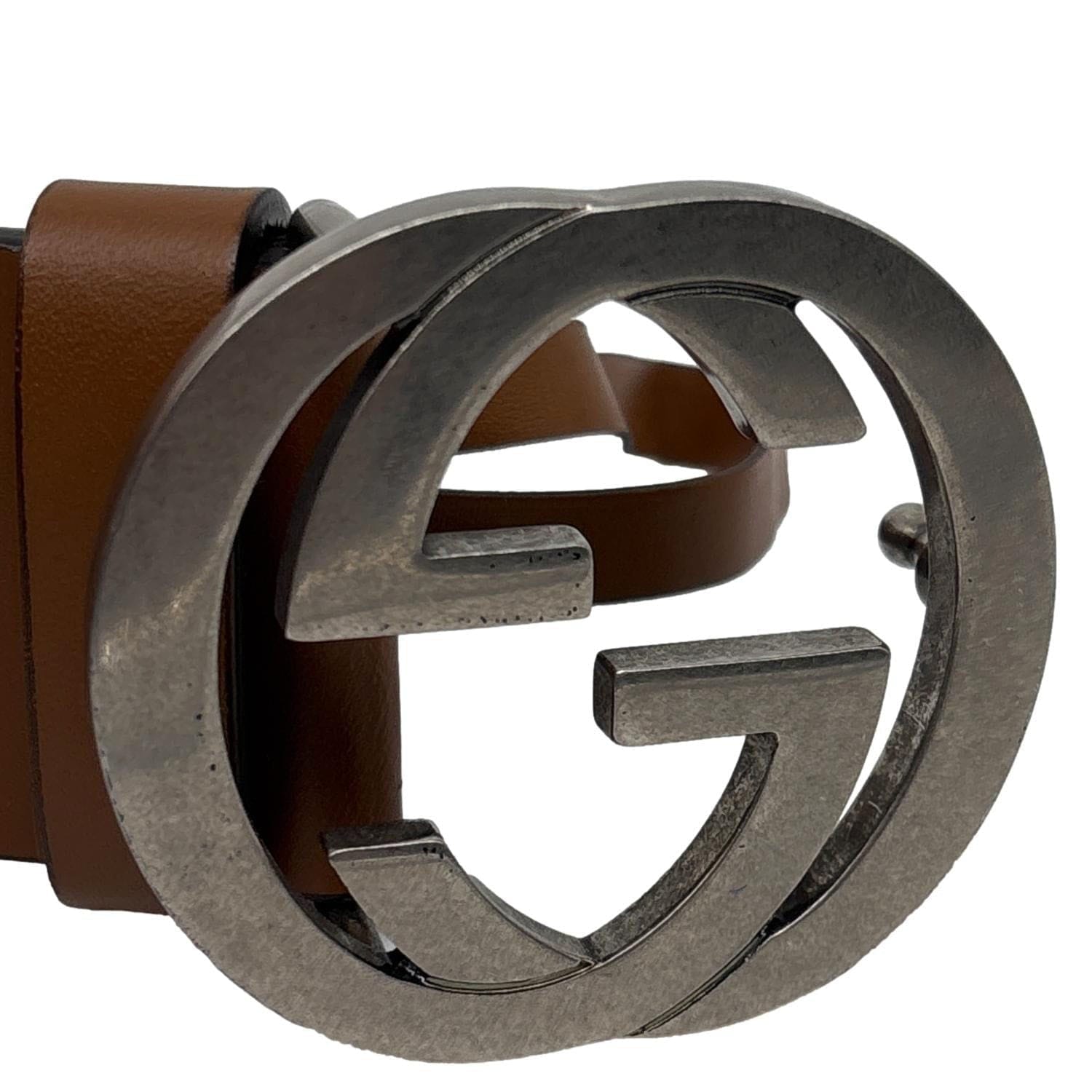 GUCCI Interlocking G Leather Belt Brown 546389 Size 95/38