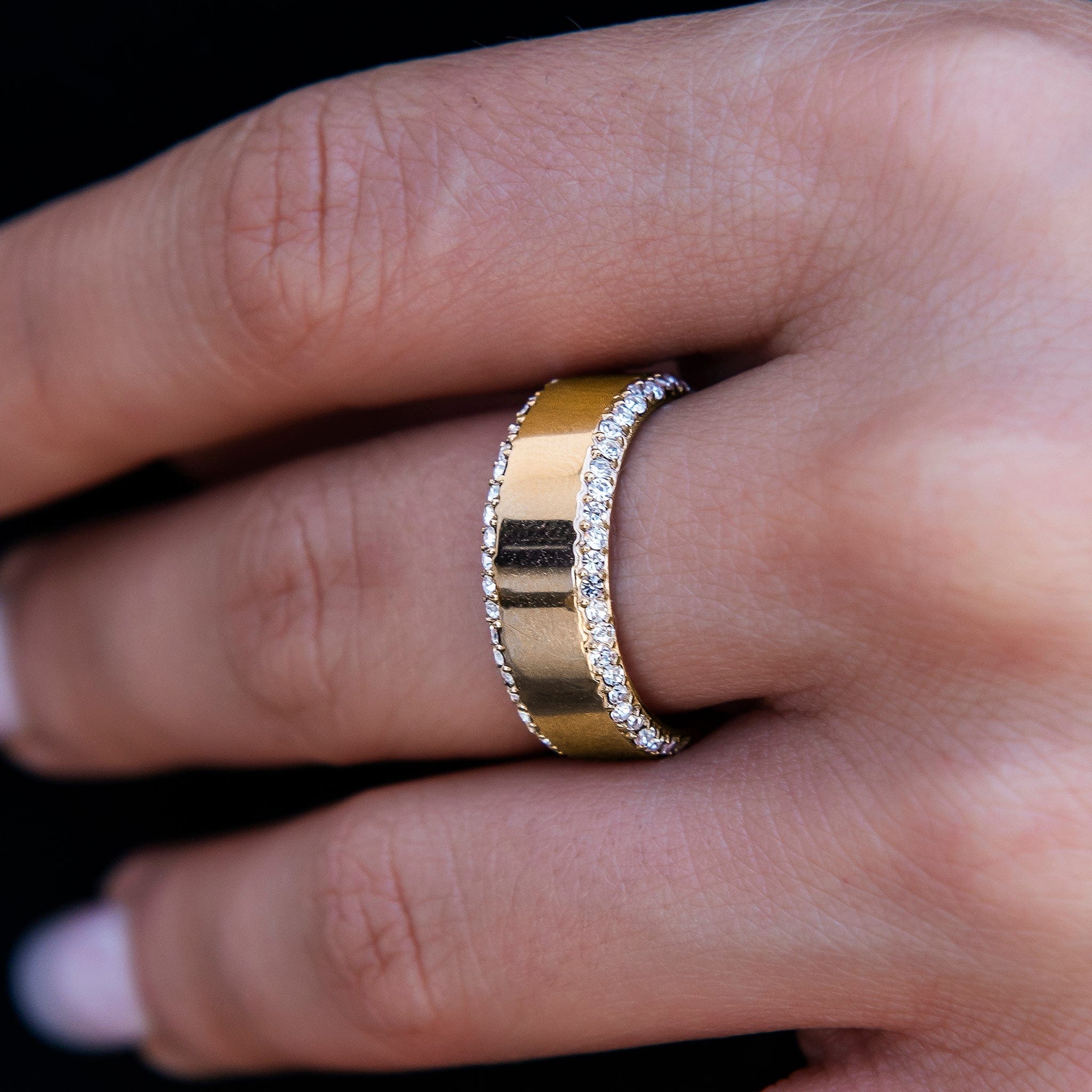 GLD Women Diamond Edge Ring in Yellow Gold