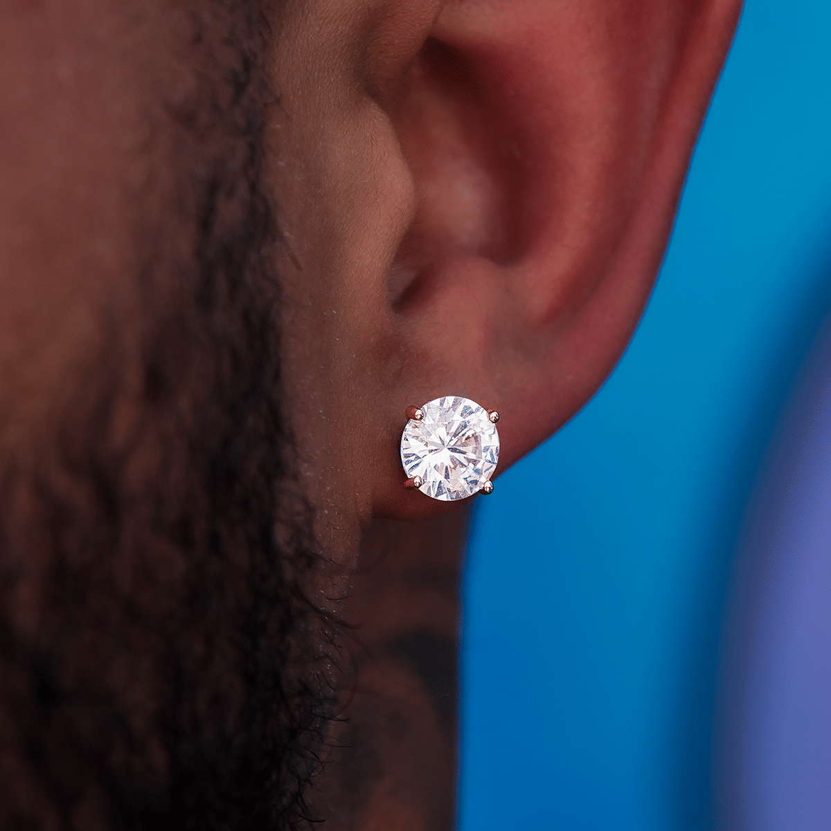 GLD PROMO 8MM Round Cut Diamond Stud Earrings - Rose Gold