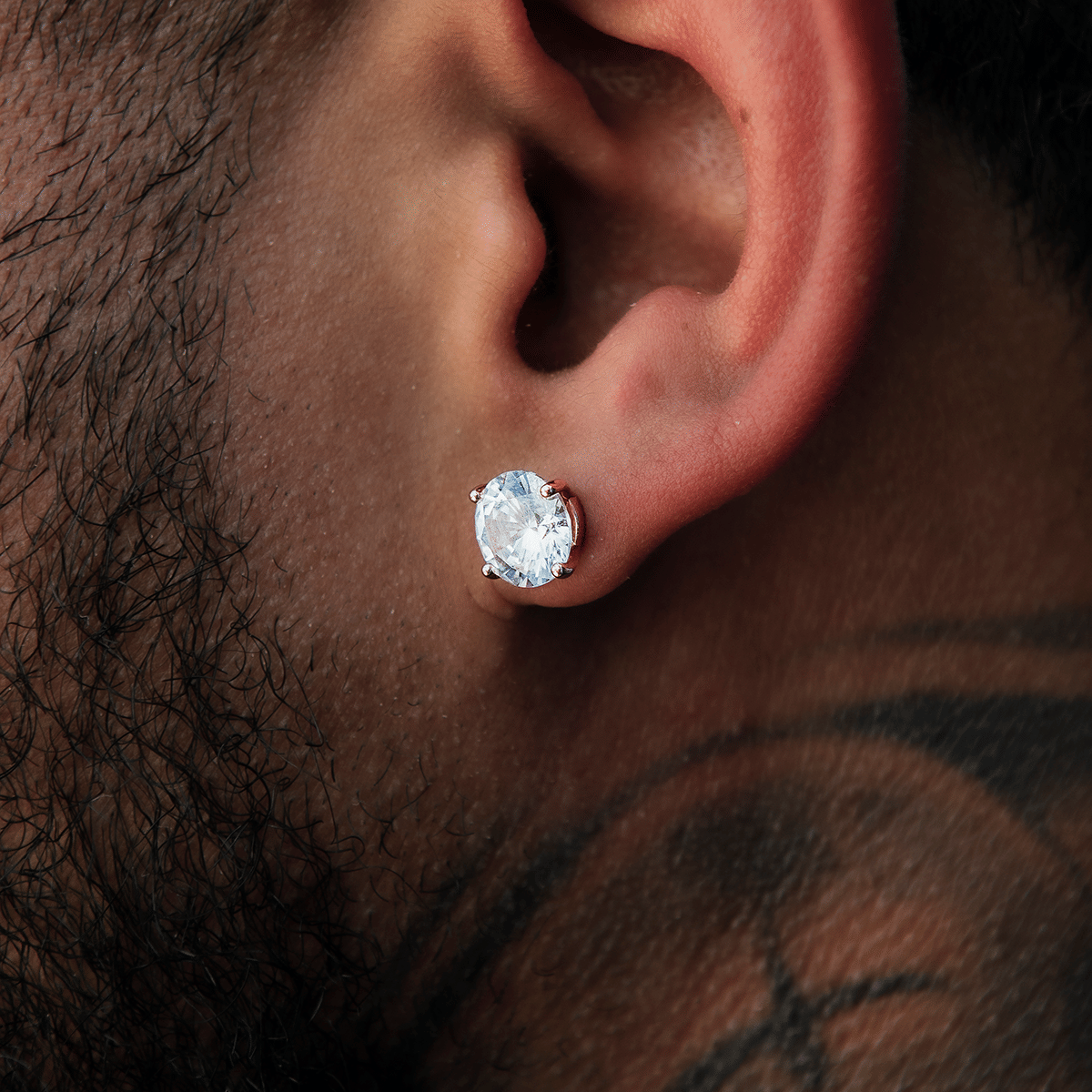 GLD PROMO 8MM Round Cut Diamond Stud Earrings - Rose Gold
