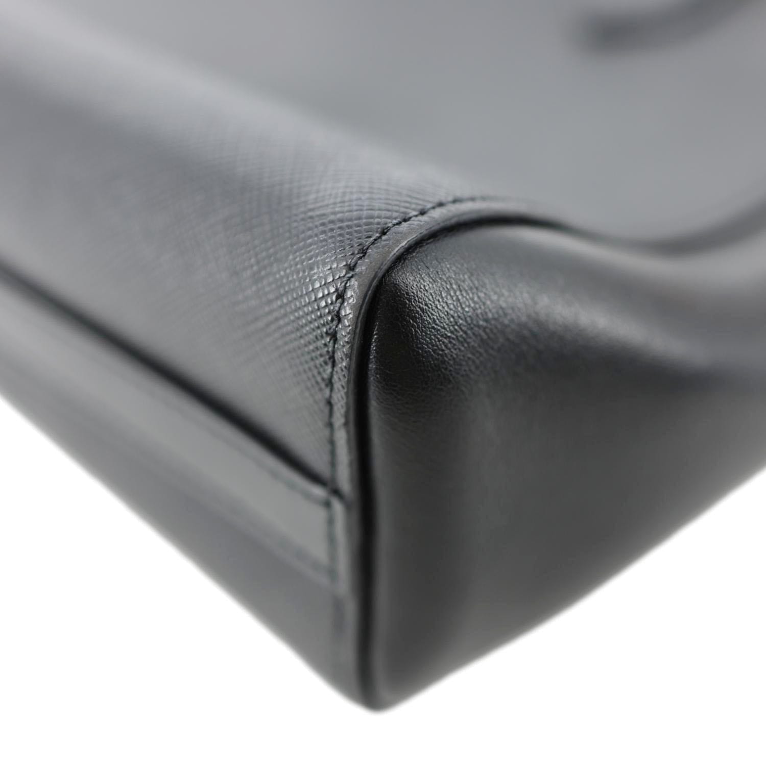 PRADA Lux Saffiano Calfskin Leather Tote Shoulder Bag Black