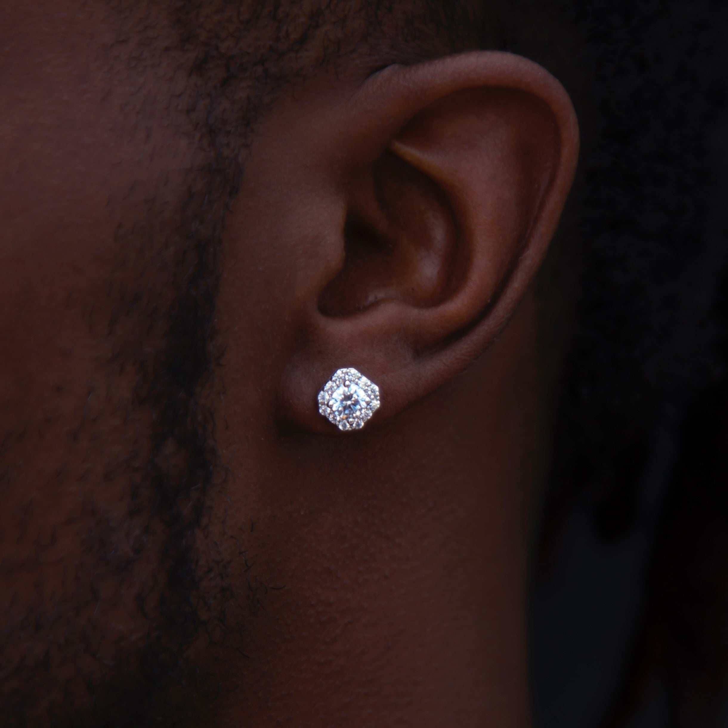 GLD PROMO Micro Clustered Diamond Earrings White Gold