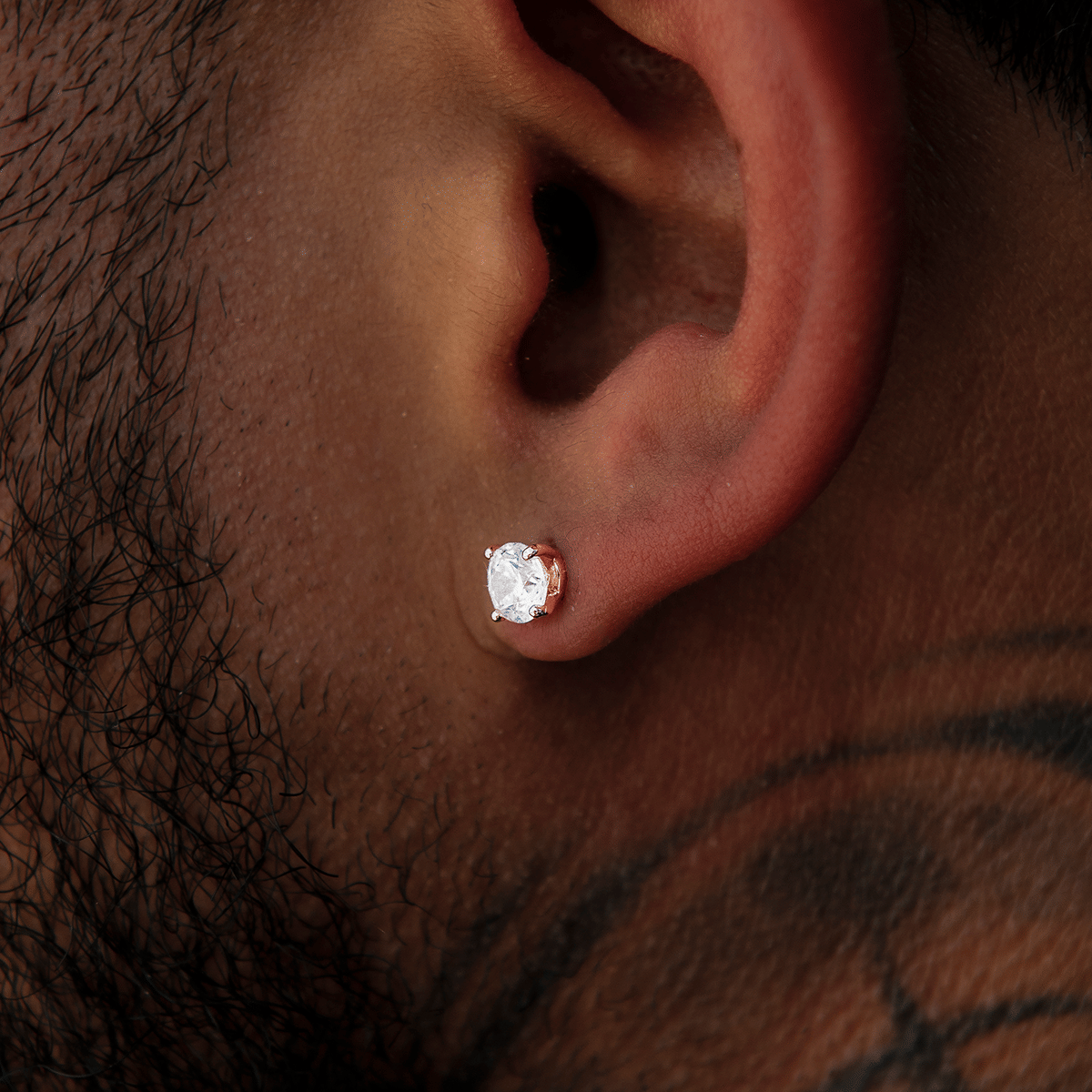 GLD PROMO 5MM Round Cut Diamond Stud Earrings - Rose Gold
