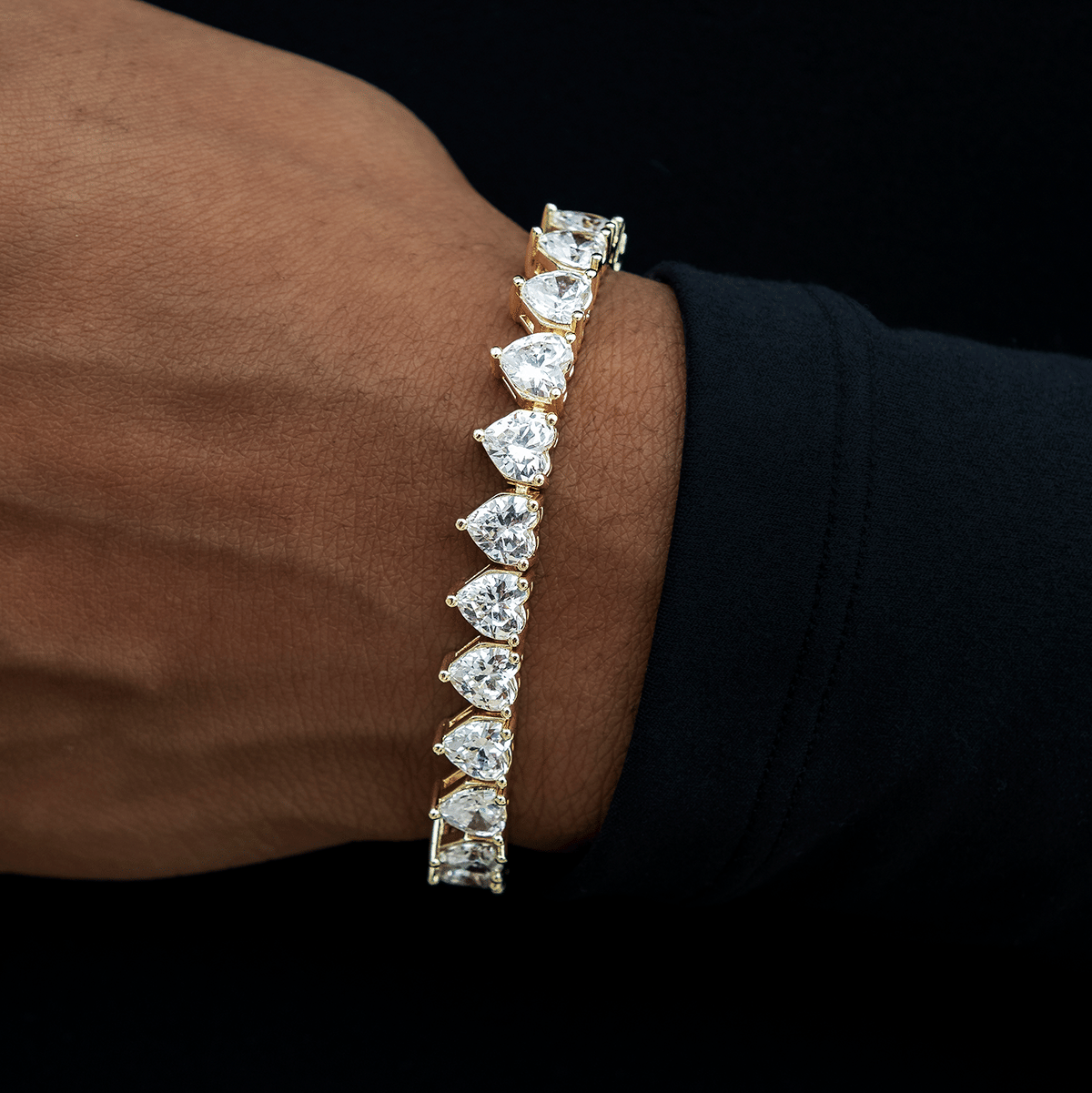 GLD PROMO - WOMEN 6MM Heart Diamond Tennis Bracelet - Gold