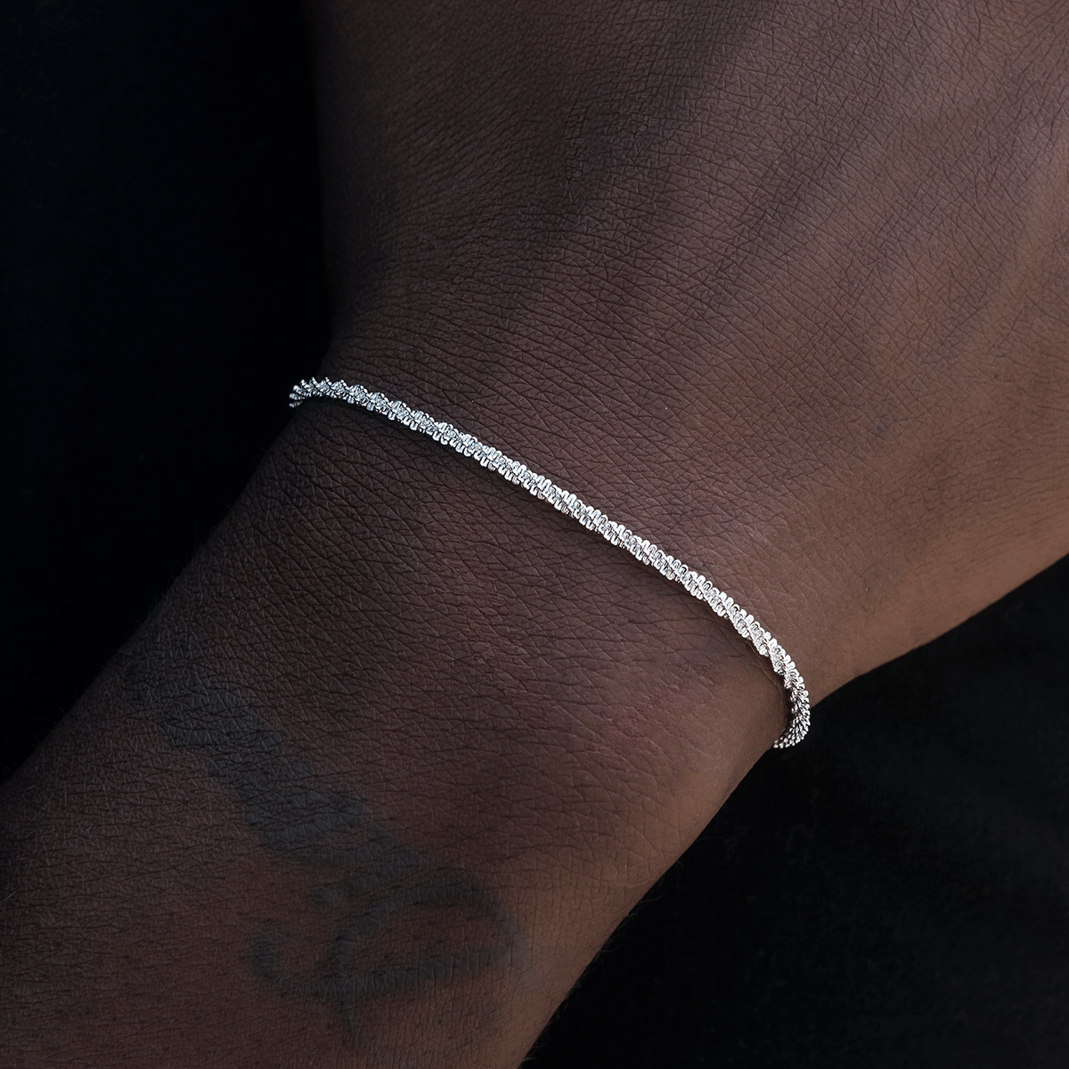 GLD PROMO Popcorn Bracelet in White Gold- 2mm