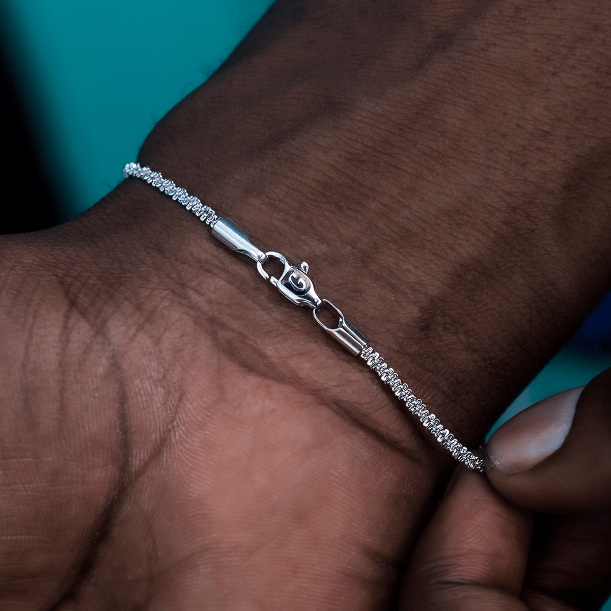 GLD PROMO Popcorn Bracelet in White Gold- 2mm
