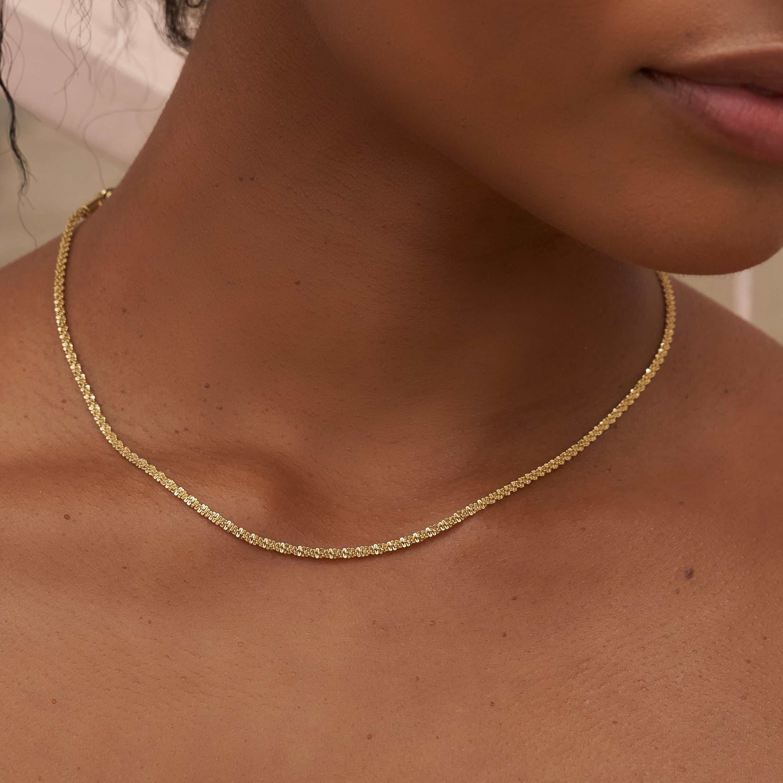 GLD Women Popcorn Necklace in Yellow Gold (Adjustable)