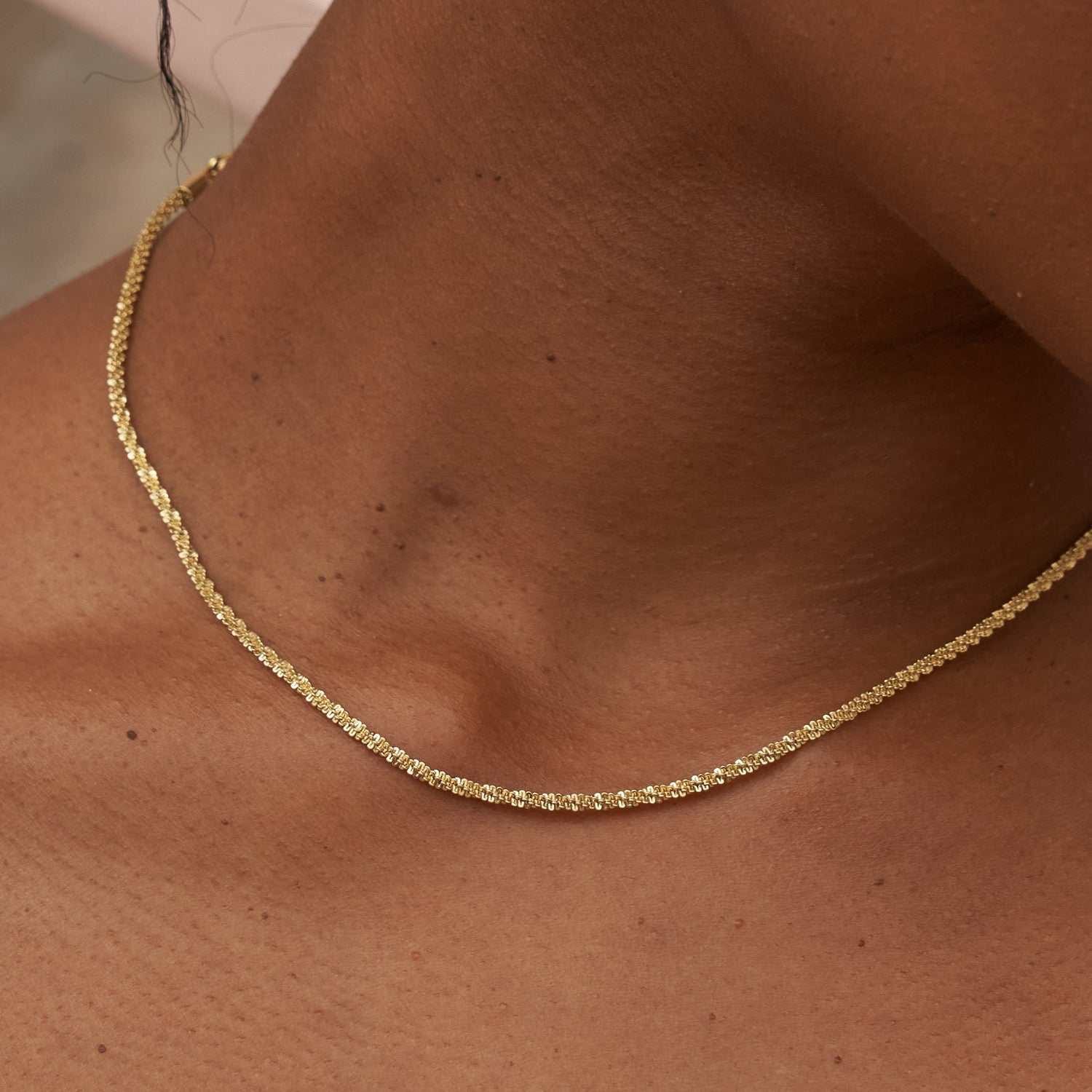 GLD Women Popcorn Necklace in Yellow Gold (Adjustable)