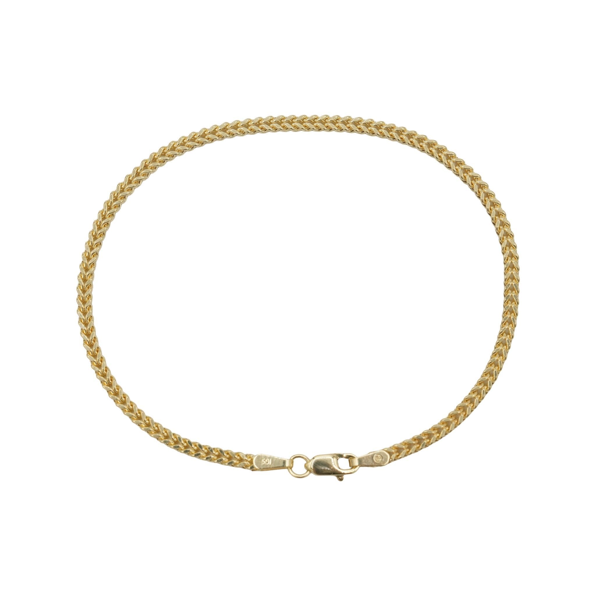 GLD Women Franco Chain Bracelet in Hollow Yellow Gold - 2mm