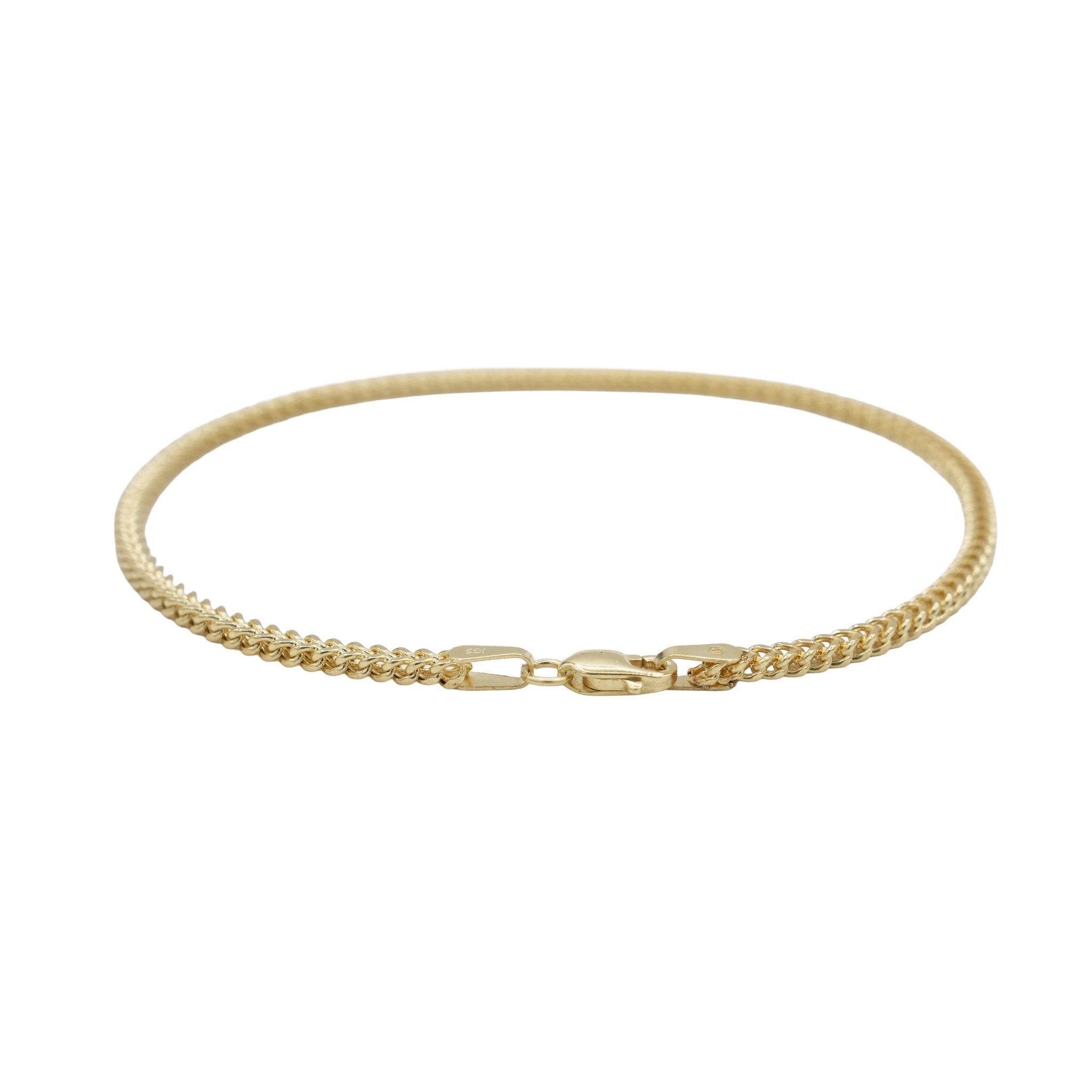 GLD Women Franco Chain Bracelet in Hollow Yellow Gold - 2mm